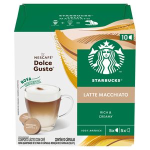 Café c/ Leite em Cápsula Starbucks Latte Macchiato Caixa 107.5g c/ 10 Unid