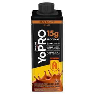 Bebida Láctea UHT Yopro Shake 5g Proteína Zero Lactose Doce de Leite Caixa 250ml