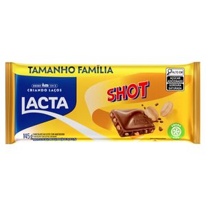 Chocolate em Barra Lacta Shot ao Leite c/ Amendoim 145g Tamanho Família