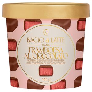 Bombom de Sorvete Bacio di Latte Casa Framboesa al Cioccolato Pote 144g