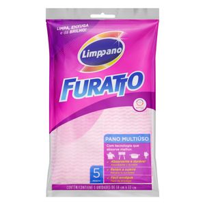 Pano Furatto Multiuso Rosa com 5 Unidades