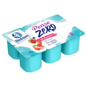Iogurte Desnatado Batavo Pense Zero 0% Lactose Morango Bandeja 510g com 6 Unidades