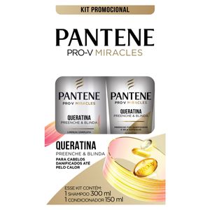 Kit Shampoo 300ml + Condicionador 150ml Pantene Queratina Preenche& Blinda