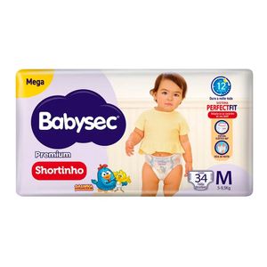 Fralda Descartável Babysec Shortinho Mega Premium M com 30 Unid