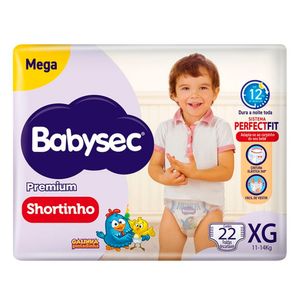 Fralda Descartável Babysec Shortinho Mega Premium XG C/ 22 Unid
