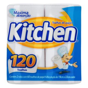 Papel Toalha Kitchen 120 Folhas com 2 Unid