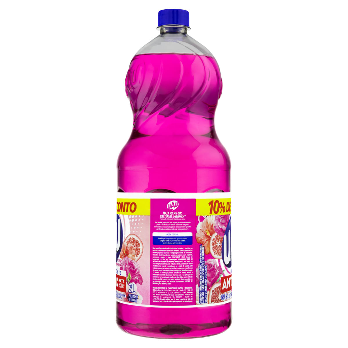 Desinfetante Uso Geral Uau Antibac Flor da Primavera Frasco 2l Grátis10 ...