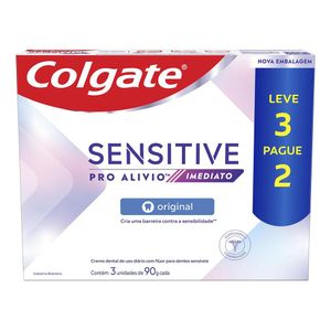 Colgate Creme Dental para sensibilidade Sensitive Pro Alívio Imediato 90g, com 3 Unidades