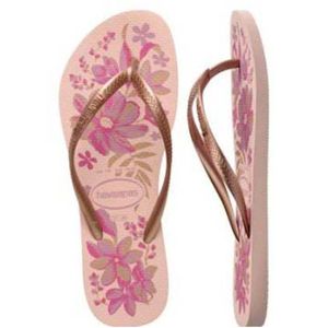 Sandália Havaianas Feminina Slim Organic Rosa/Dourado 35/36