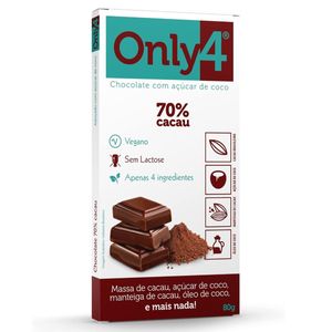 Chocolate em Barra Only4 sem Lactose Flor de Sal 70% Cacau 80g