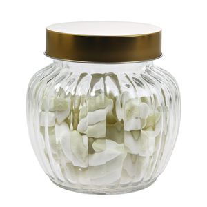 Pote Krea Redondo Vidro com Tampa Retrô Dourado 610ml