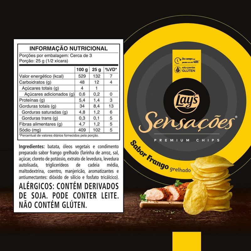 Batata Frita Lisa Lays Sensações Premium Frango Grelhado 70g